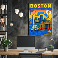 Boston Iconic Landmarks Poster PosterGoat