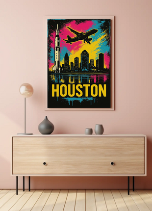 Houston Texas Rocket City Skyline Art Poster