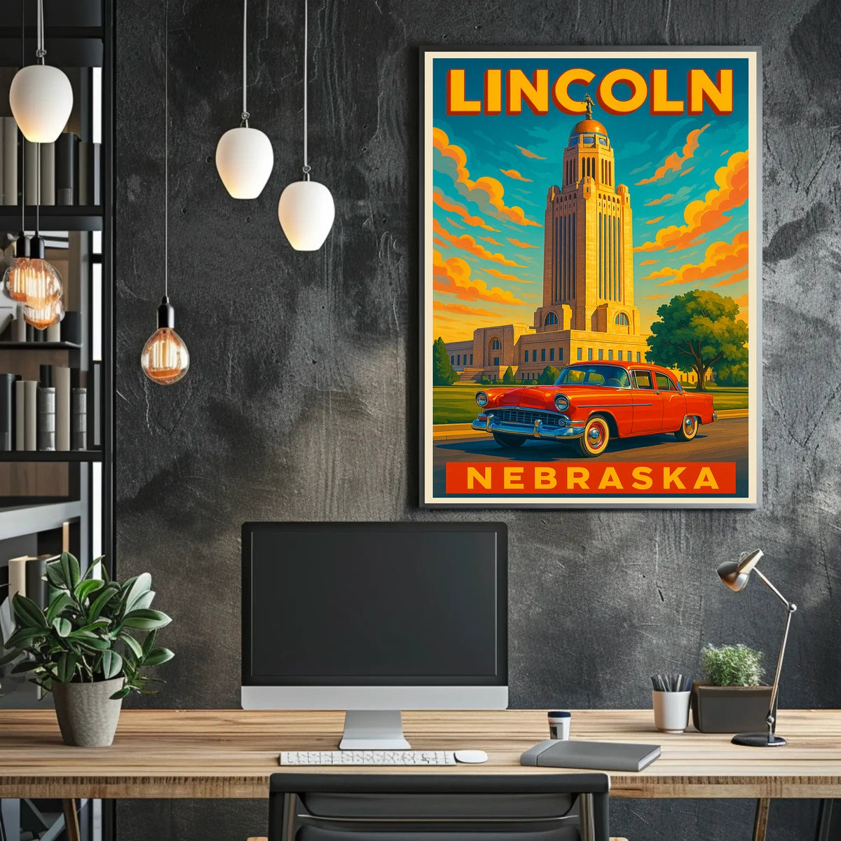 Lincoln Nebraska Cityscape Scenic Wanderlust Poster