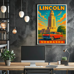 Lincoln Nebraska Cityscape Scenic Wanderlust Poster