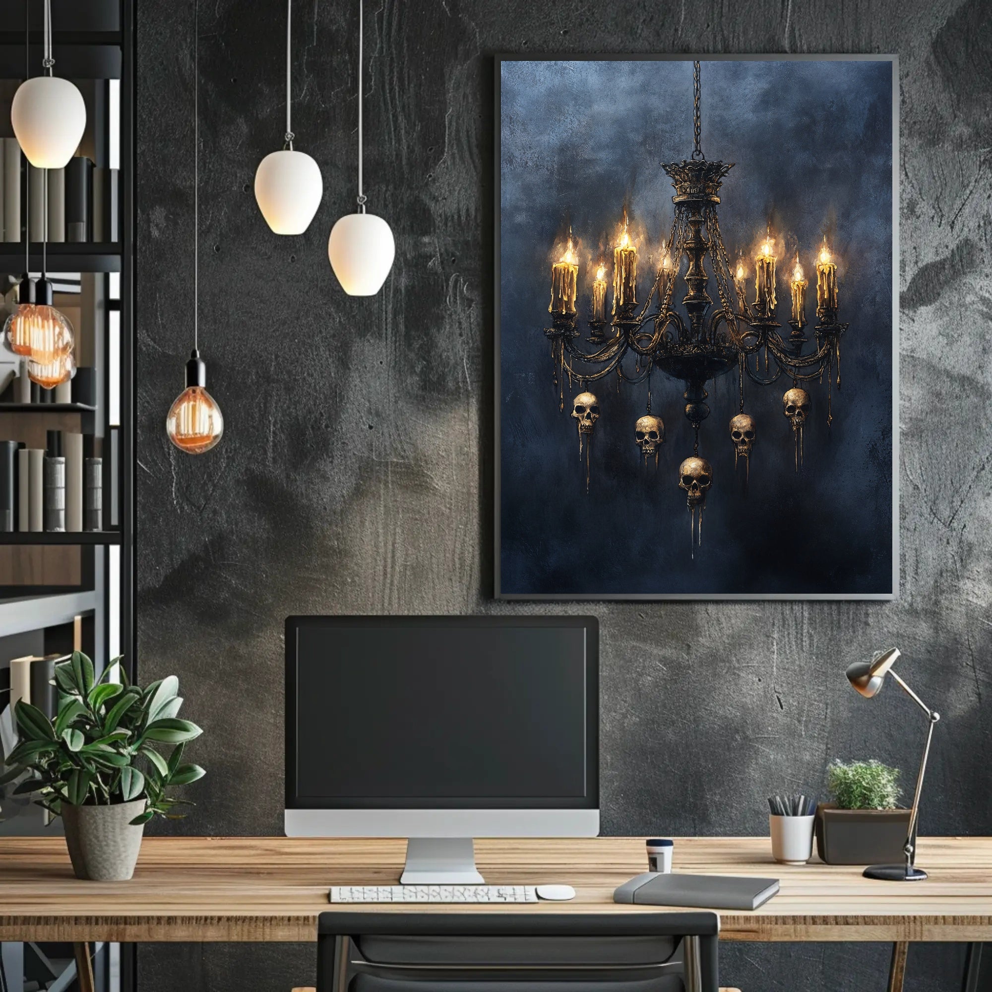Gothic Chandelier Of Skulls Poster