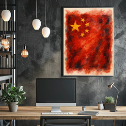 Watercolor Flag Of China Poster