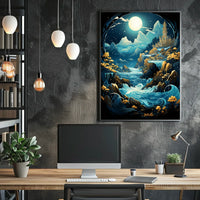 Mystical Moonlit Landscape Fantasy Art Poster