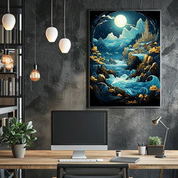 Mystical Moonlit Landscape Fantasy Art Poster