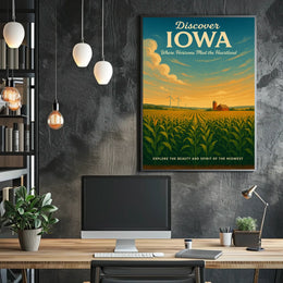 Iowa's Scenic Beauty Landscape Vintage Midwest Poster