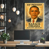 Barack Obama 44th President of the United States Exaggerated Cartoon Sketch Poster