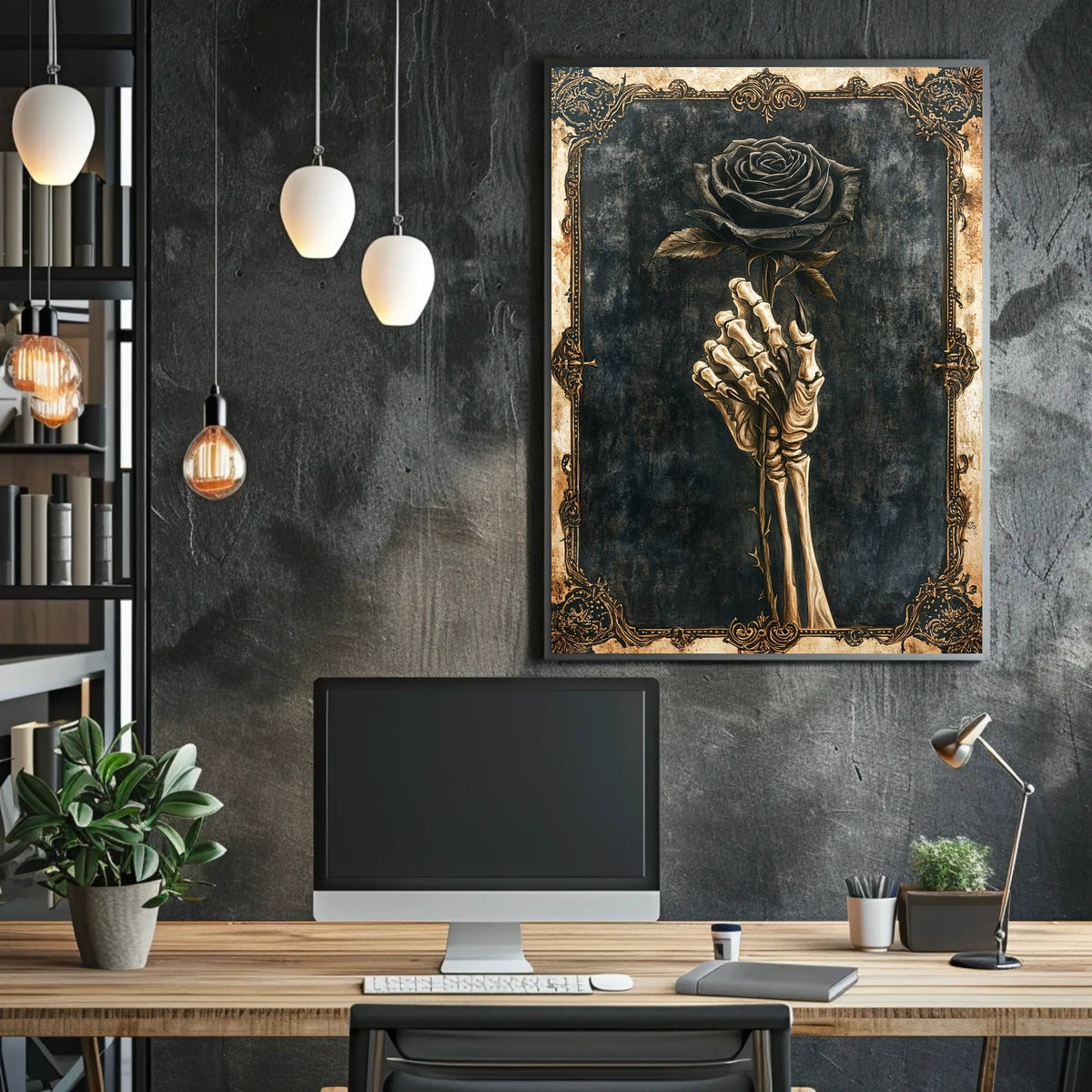 Gothic Romance Skeleton Hand Artistic, Pop Culture Poster