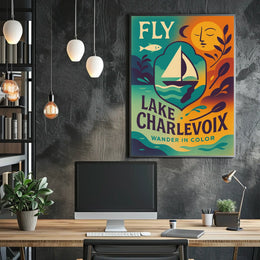 Lake Charlevoix Vibrant Adventure Destination Travel Poster