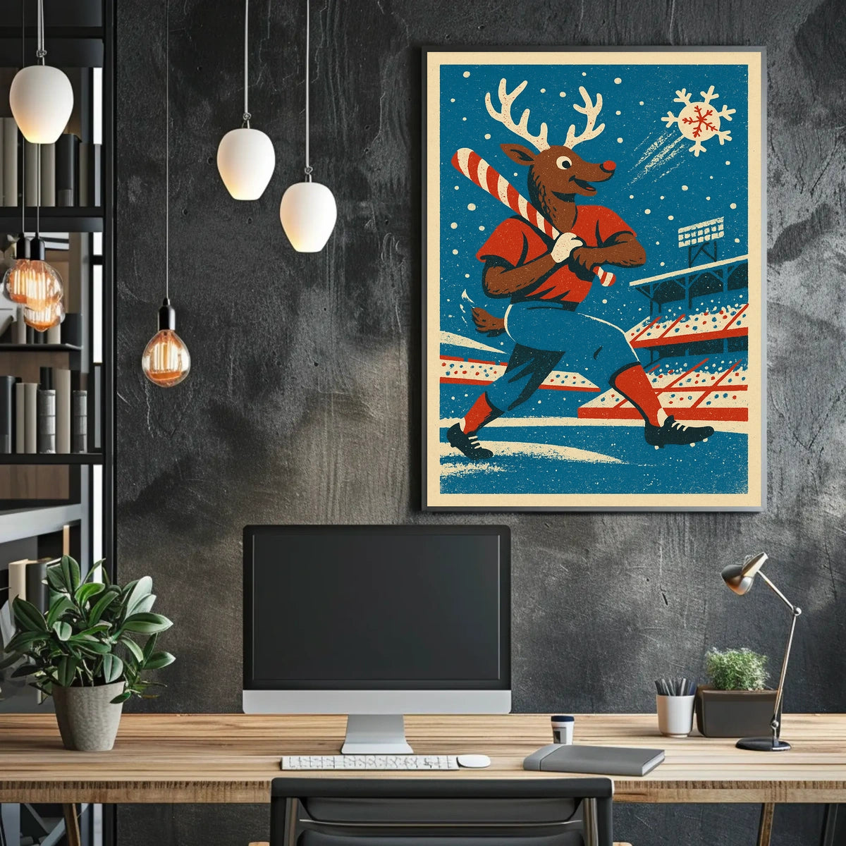 Reindeer Baseball Poster