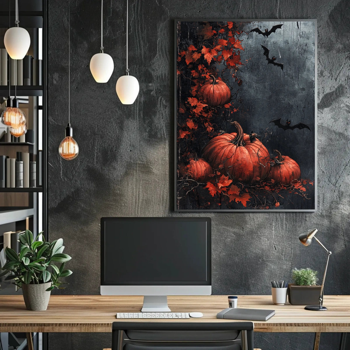 Hauntingly Eerie Halloween Autumn Landscape Poster
