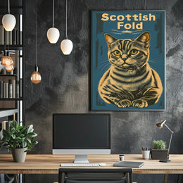 Scottish Fold Cat Artwork Minimalist Studio Poster