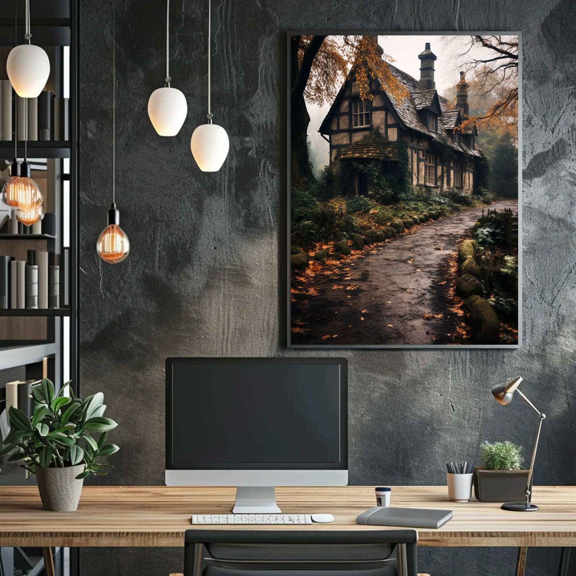 Enchanted Autumn Cottage Poster