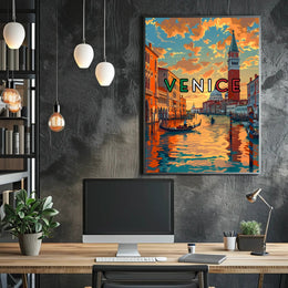 Venice Gondolas and Canals Travel Poster