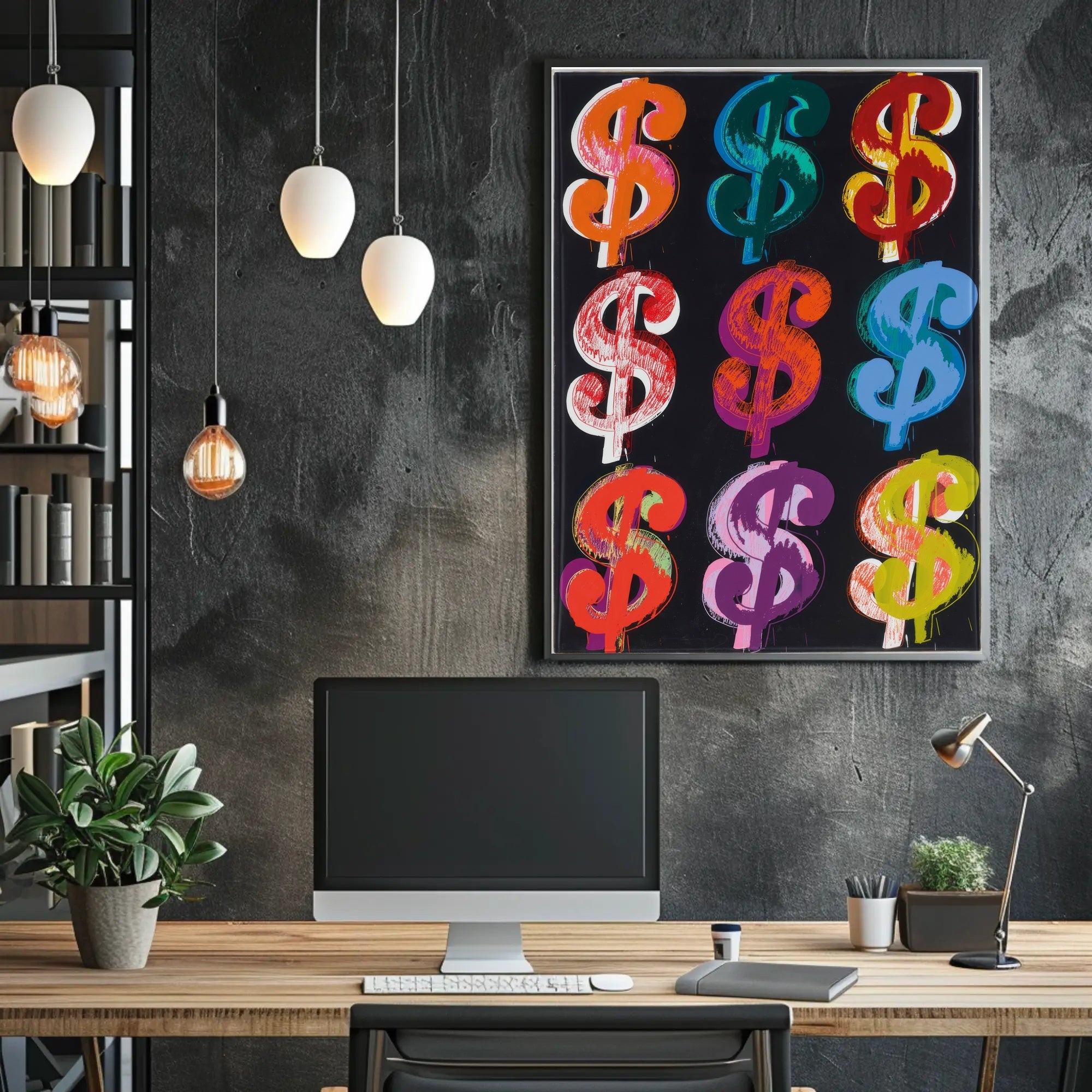Dollar Sign Pop Art Poster Modern Bright Money Wall Art