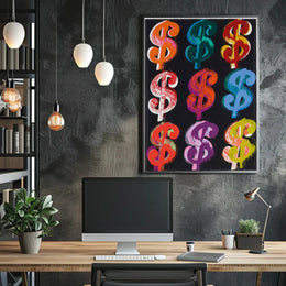Dollar Sign Pop Art Poster Modern Bright Money Wall Art