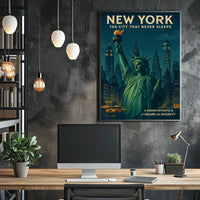 Statue of Liberty New York City Skyline Vibrant Poster