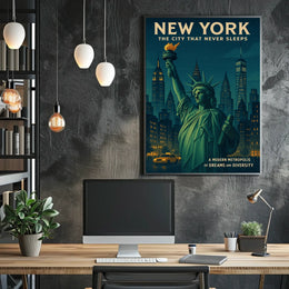 Statue of Liberty New York City Skyline Vibrant Poster