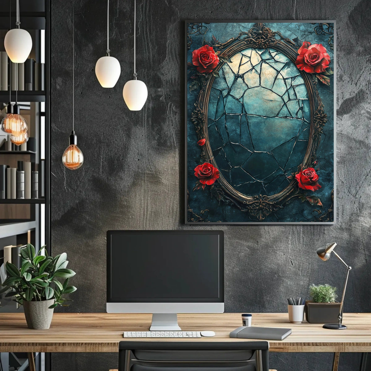 Victorian Gothic Mirror Art Print Poster