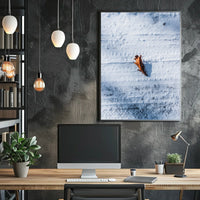 Solitary Leaf On Snow Poster