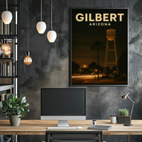 Gilbert Arizona Nighttime Landmark Realism Timeless Poster