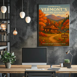 Vermont Autumn Splendor Vintage Travel Poster