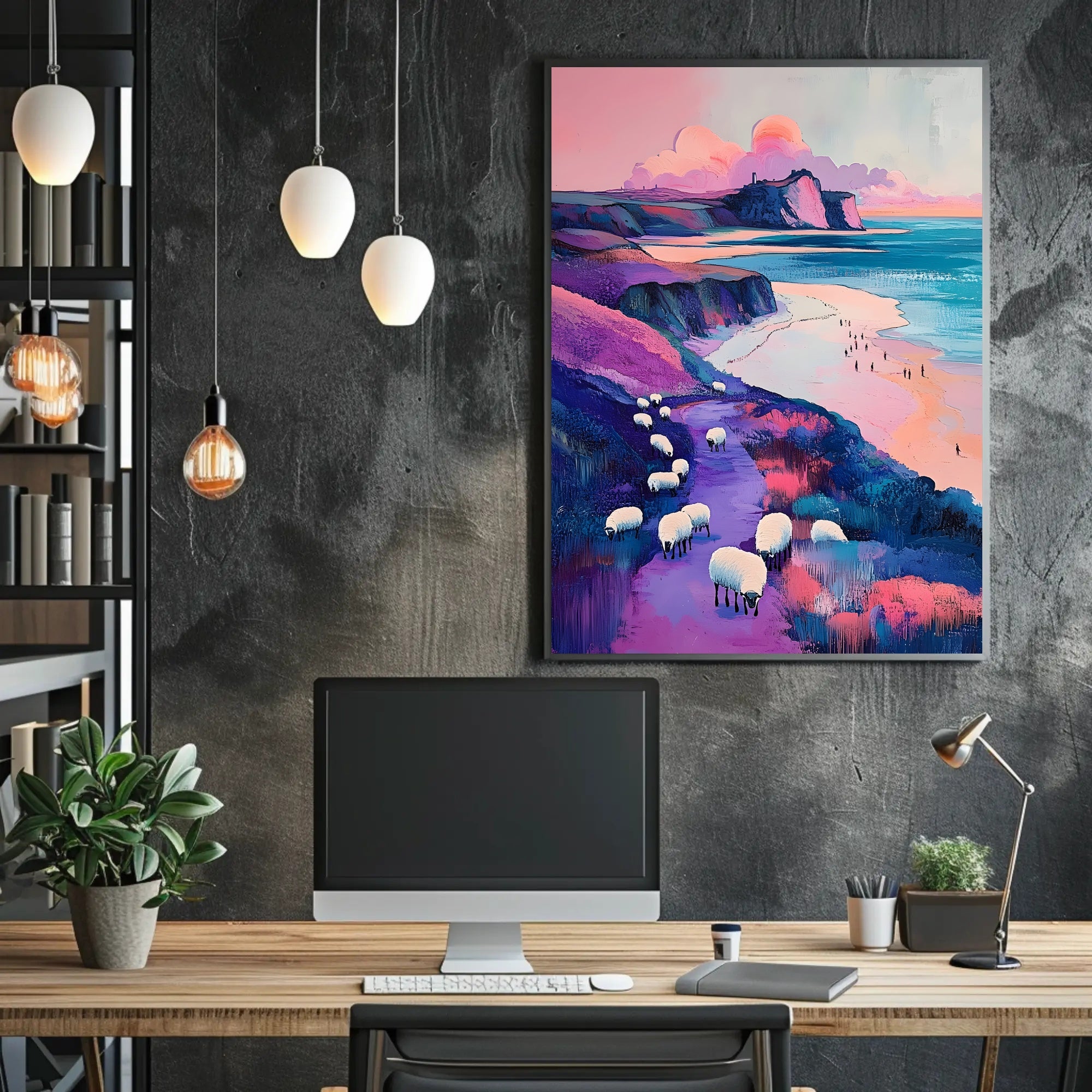 Pastel Coastline Poster Minimalist Coastal Wall Art