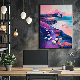 Pastel Coastline Poster Minimalist Coastal Wall Art