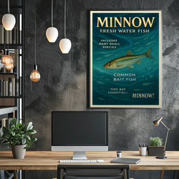 Minnow Vintage Illustration Fishing Poster Art Print