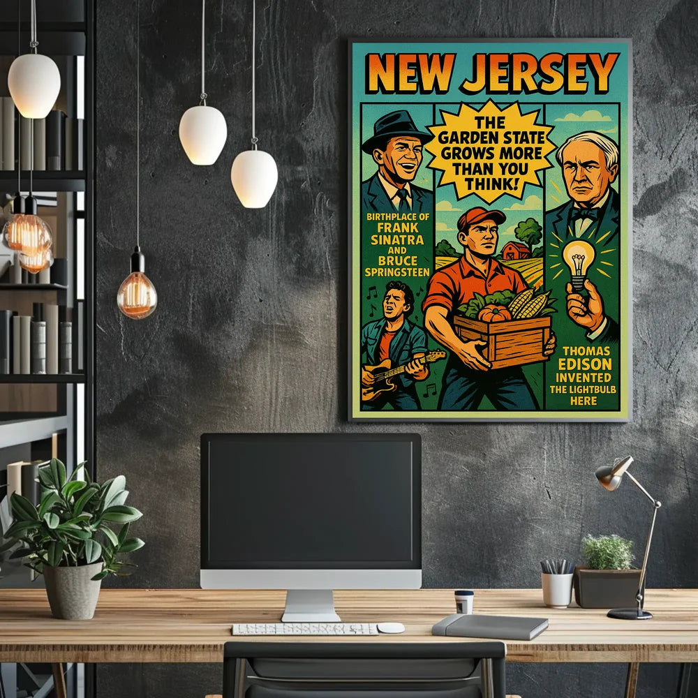 New Jersey Heritage Vintage Americana Cultural or Heritage Poster PosterGoat