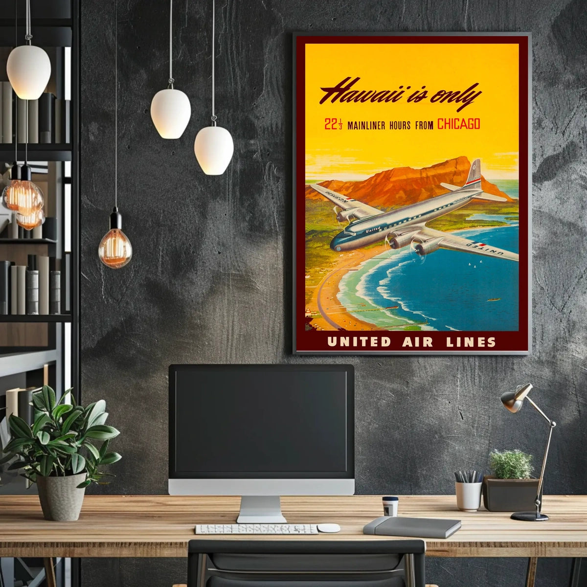 United Air Lines Hawaii Travel Poster