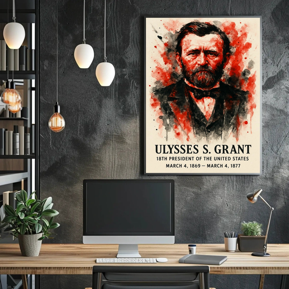 Ulysses S. Grant Watercolor Portrait Historical or Presidential Poster