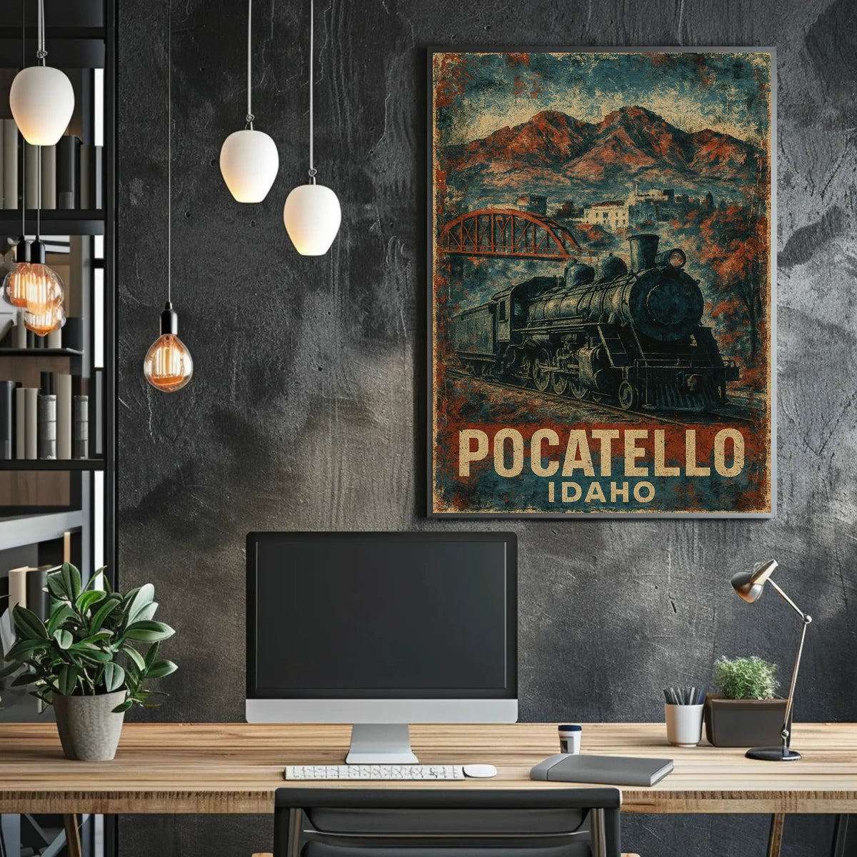 Pocatello, Idaho Vintage Railway Poster