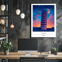 Leaning Tower of Pisa Vibrant Art Travel Poster
