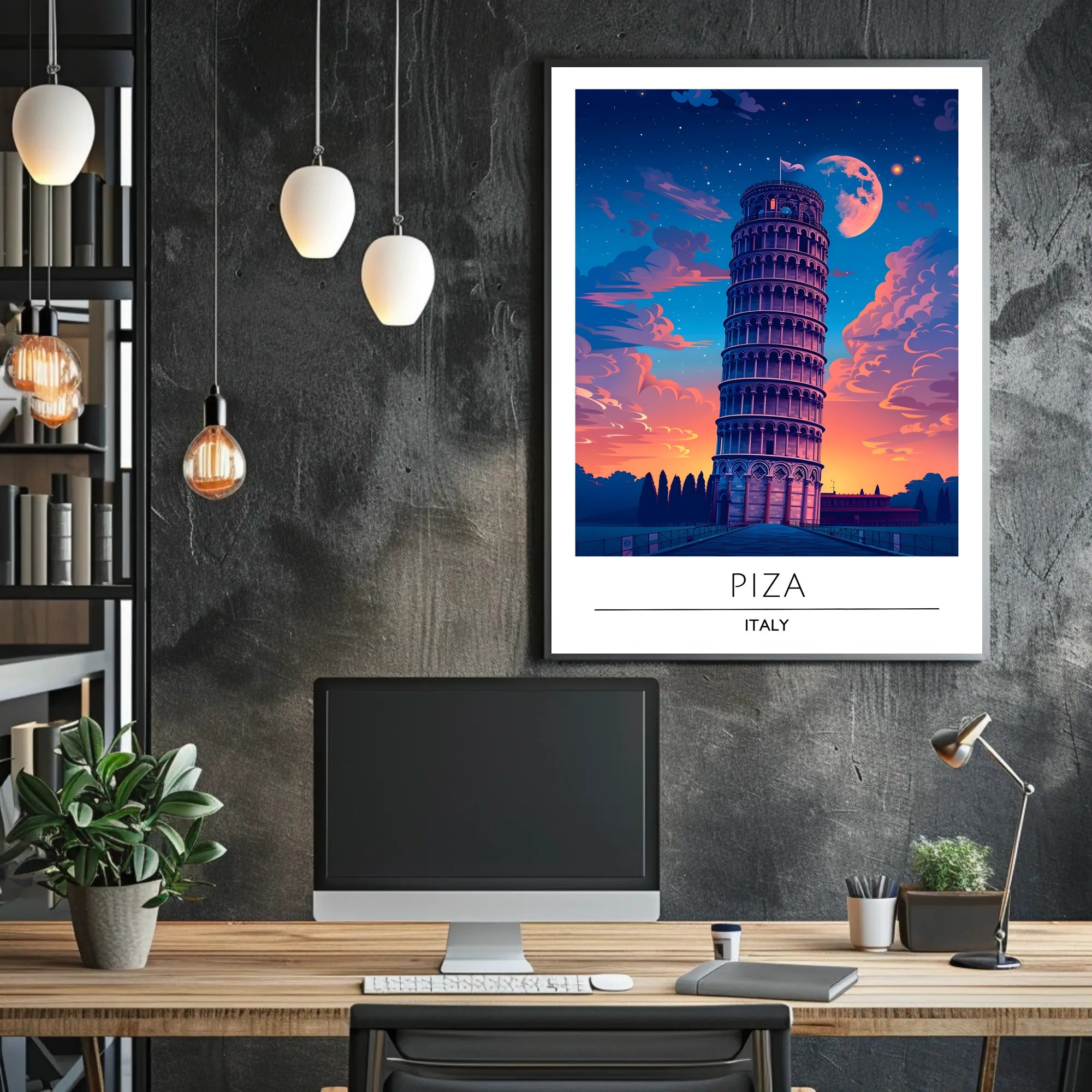 Leaning Tower of Pisa Vibrant Art Travel Poster