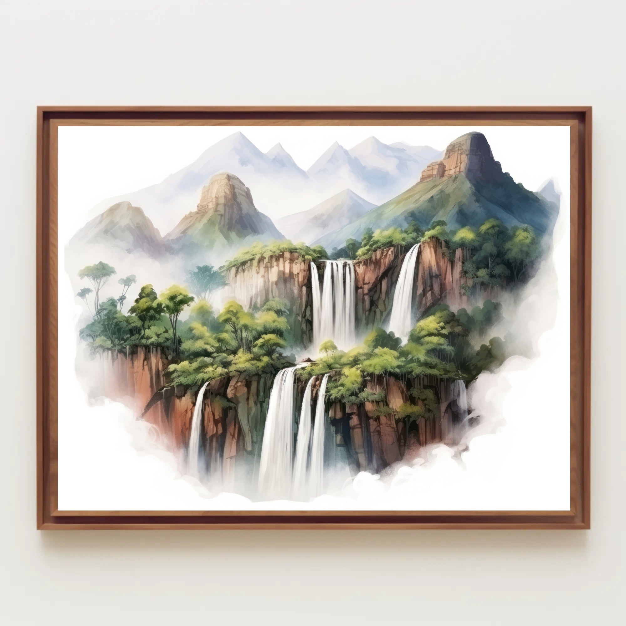 Majestic Waterfalls and Mountains Poster