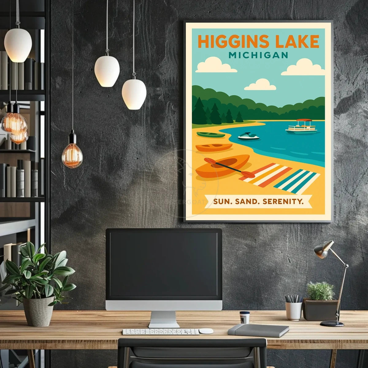 Higgins Lake Getaway: Modern Travel Poster