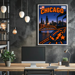 Chicago Skyline and Symbols Poster PosterGoat