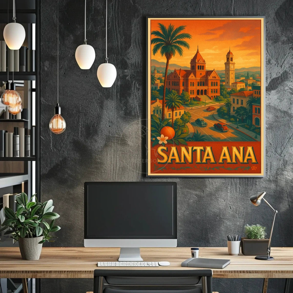Santa Ana Retro Travel Scene Art Print Travel Poster