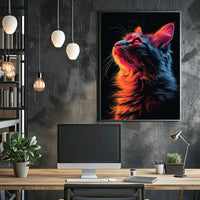 Neon Cat Portrait Poster