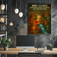 Mrs. Claus And Her Knitting Poster