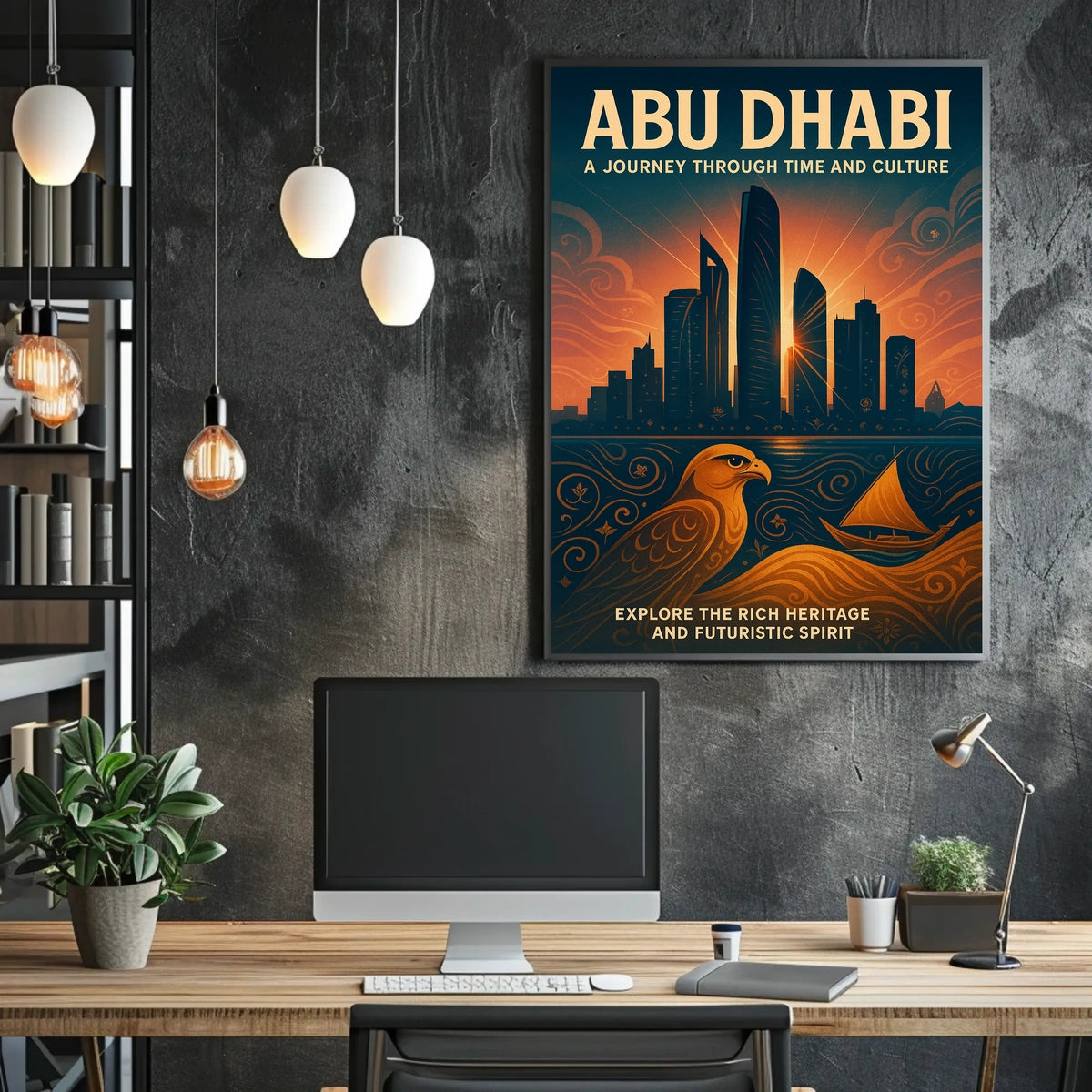 Abu Dhabi Skyline Art Futuristic Cityscape Travel Poster