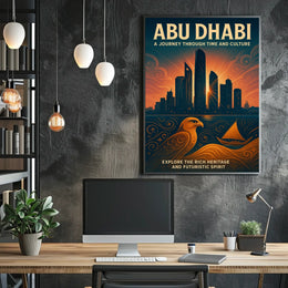 Abu Dhabi Skyline Art Futuristic Cityscape Travel Poster