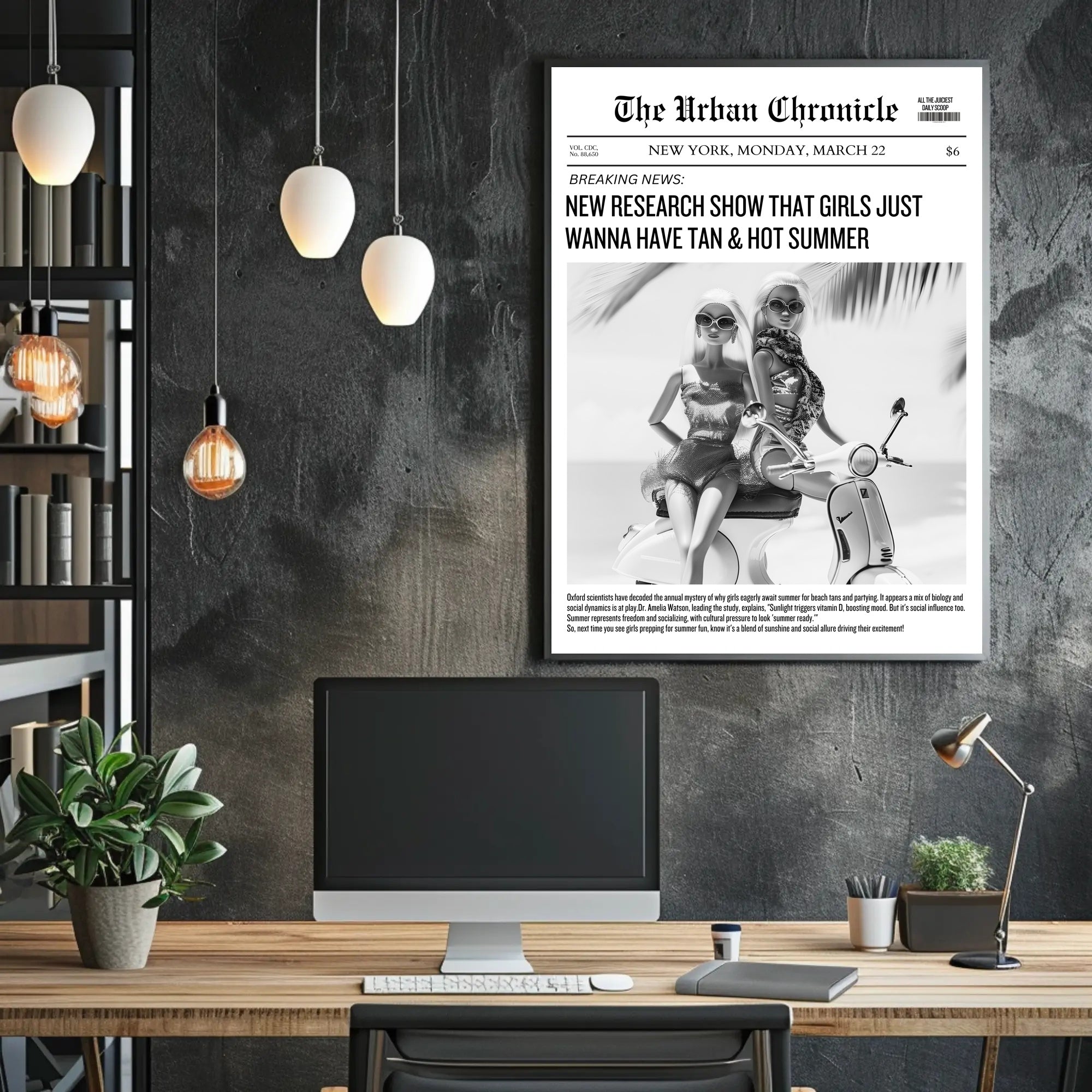 Summer Vibes Dolls on Scooter Urban or Cityscape Poster PosterGoat