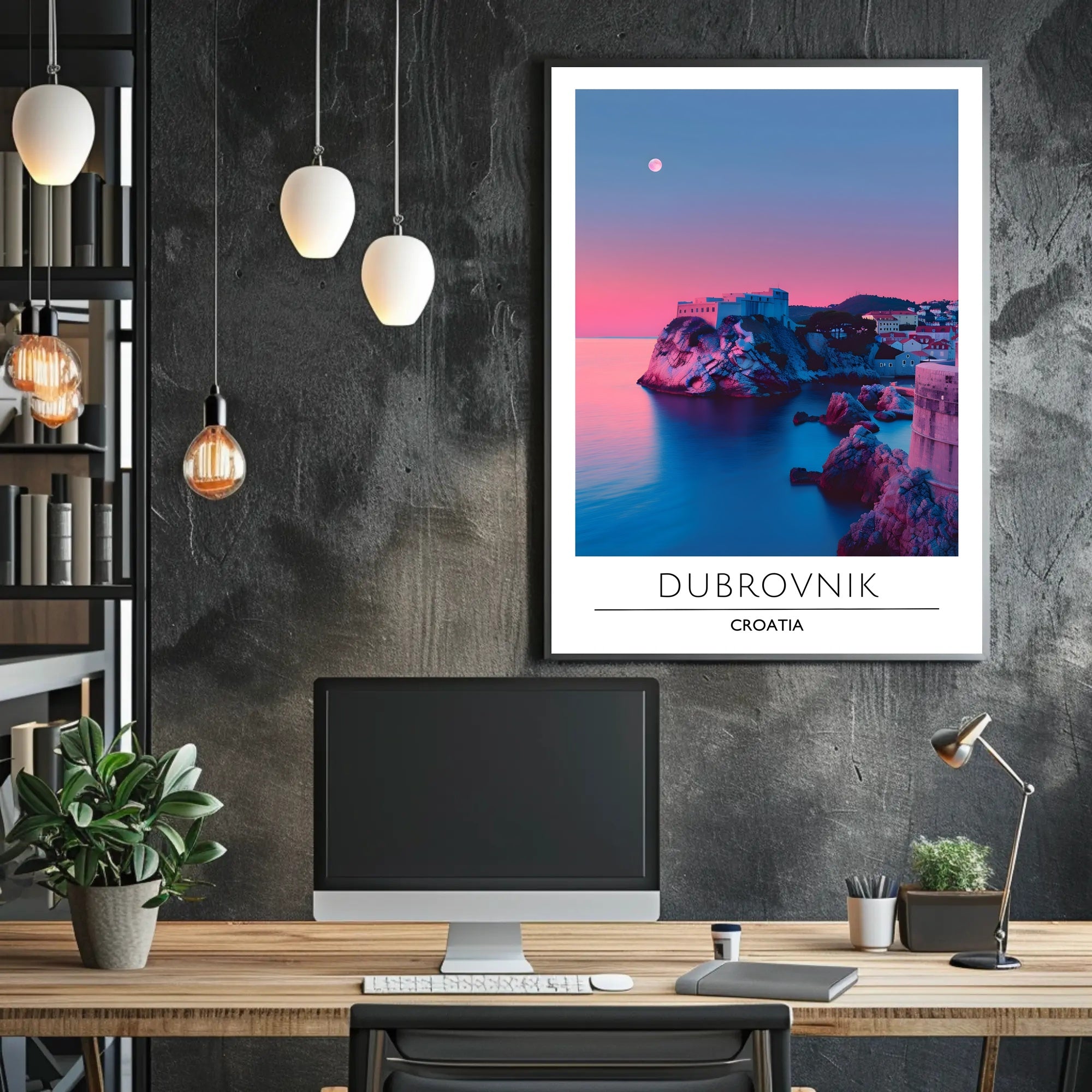 Dubrovnik Twilight Coast Travel Poster