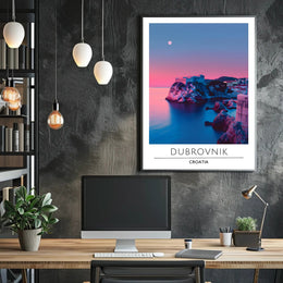 Dubrovnik Twilight Coast Travel Poster