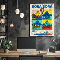 Tropical Bora Bora Pop Art Travel Poster PosterGoat