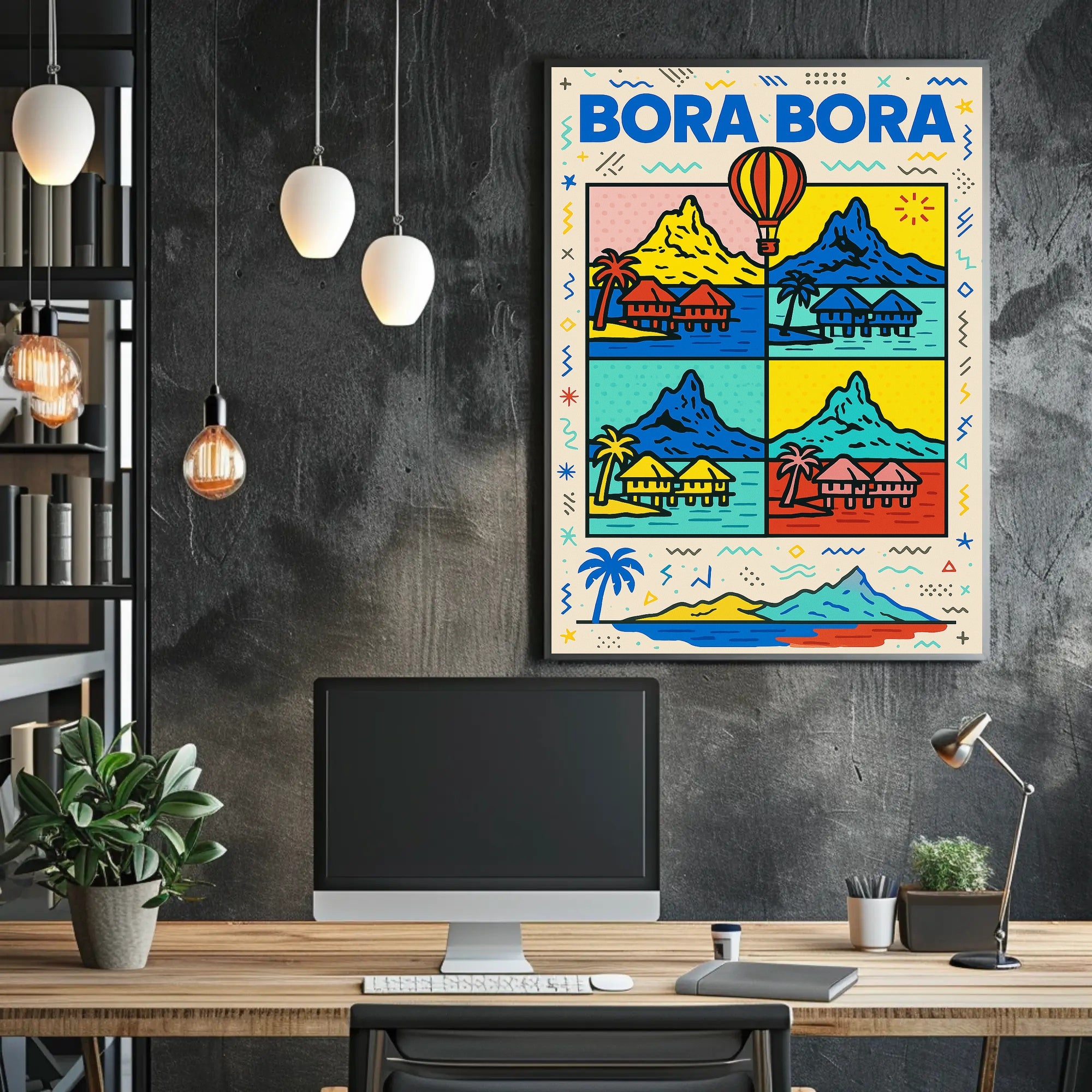 Tropical Bora Bora Pop Art Travel Poster PosterGoat
