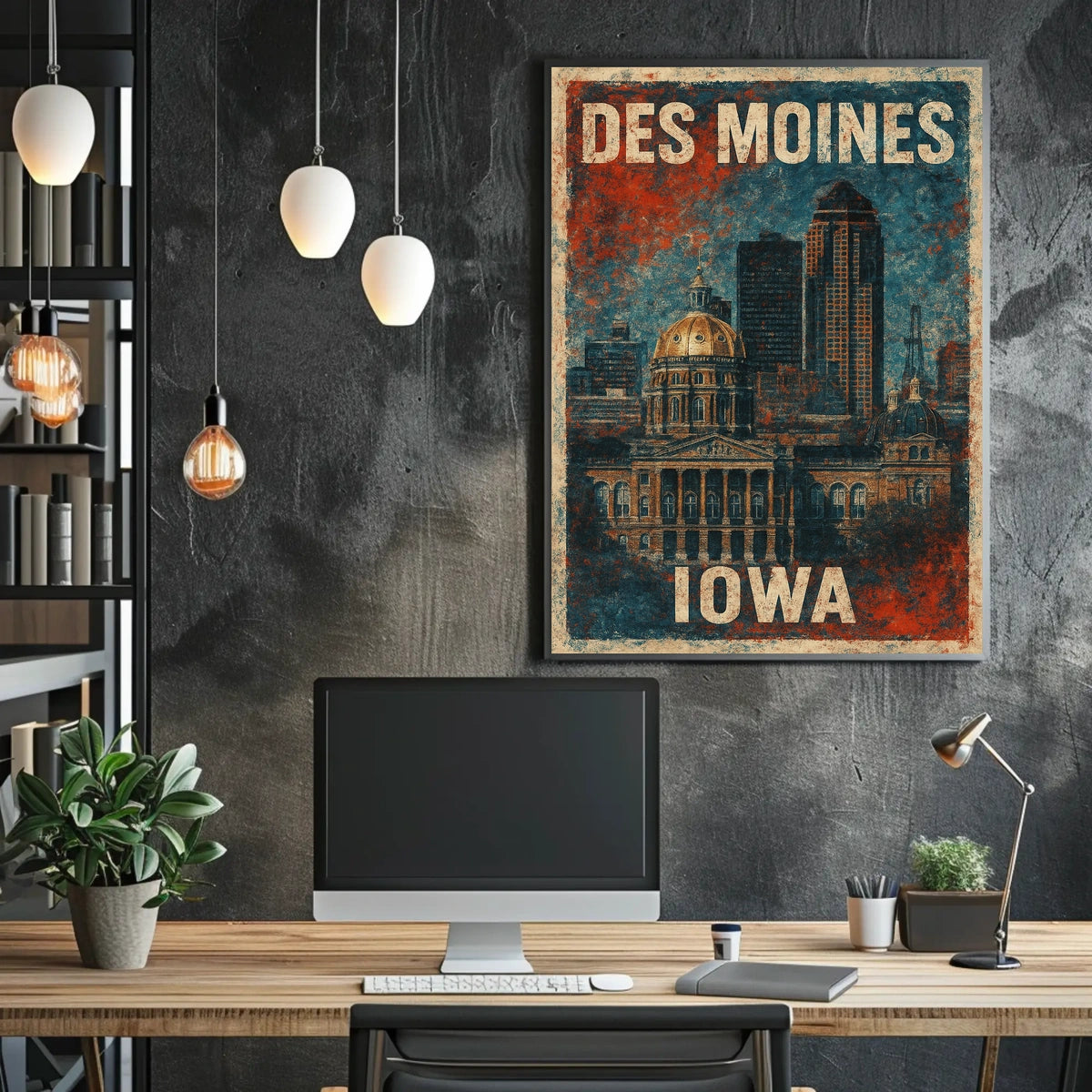 Des Moines, Iowa Cityscape Poster