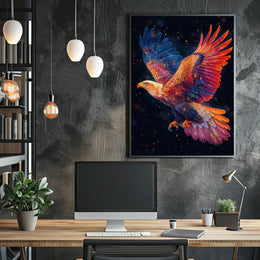Majestic Cosmic Eagle Surreal Art Poster Print