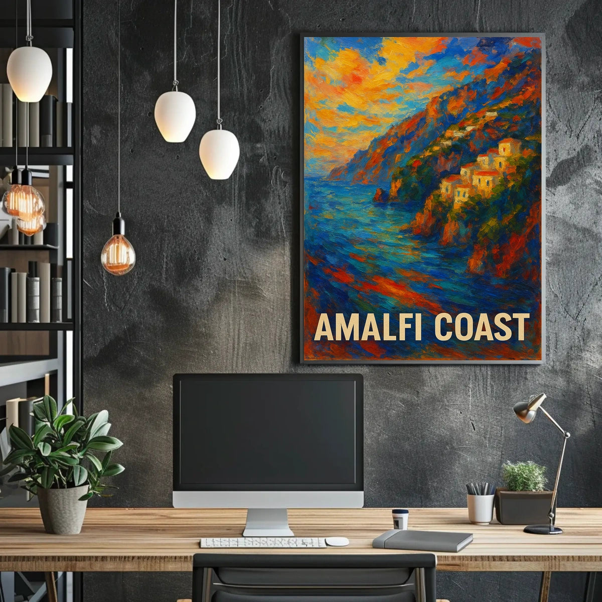 Amalfi Coast Poster Wall Art Scenic Seaside Premium Print